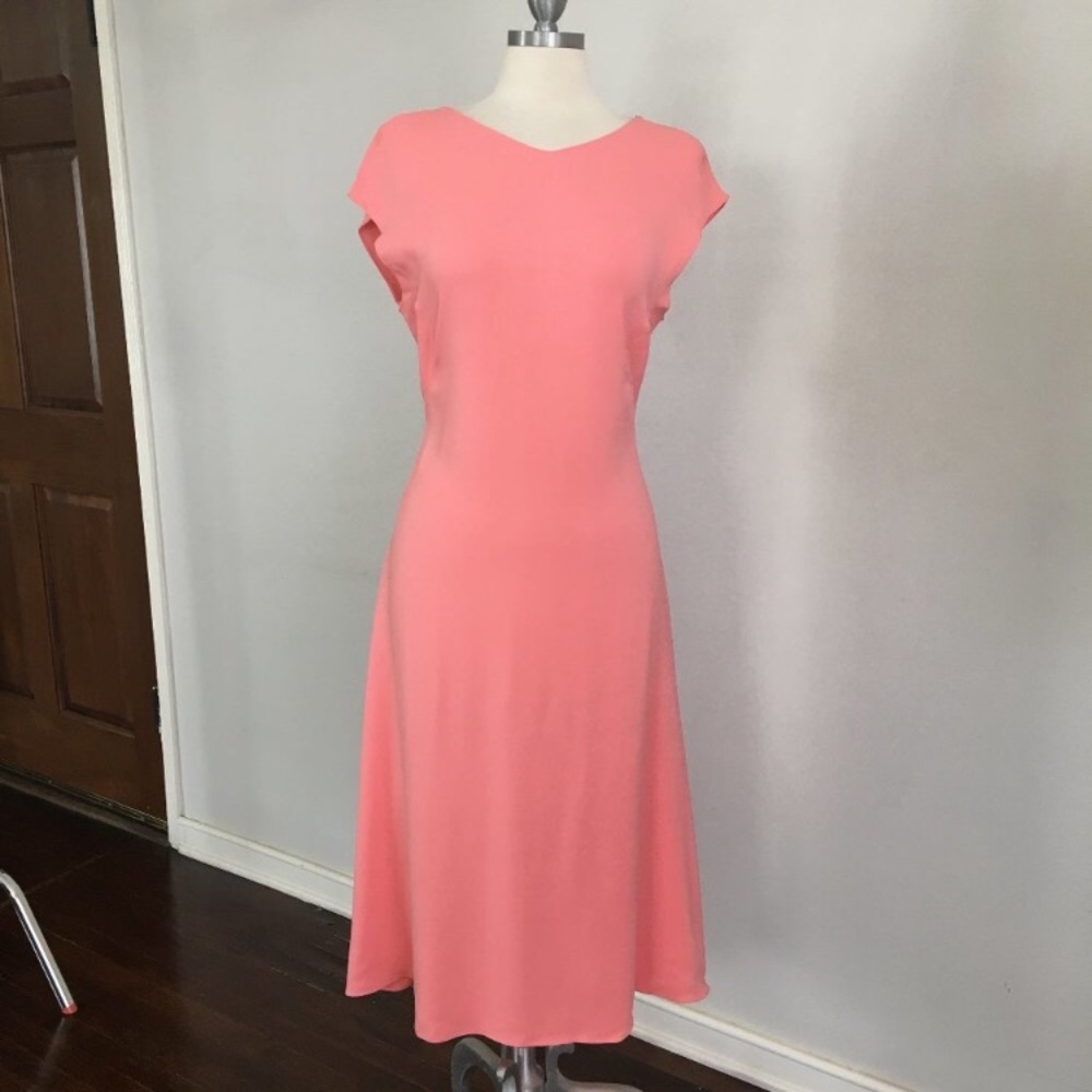 Zara Cap Sleeves Coral Midi Dress